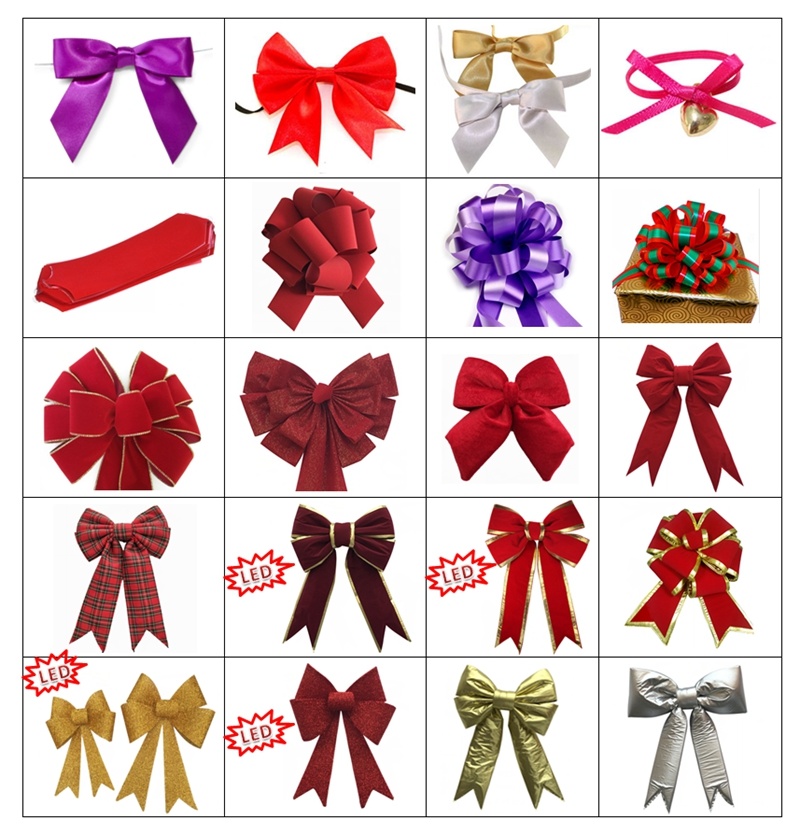 Red Velvet Ribbon Bow for Holiday Decoration