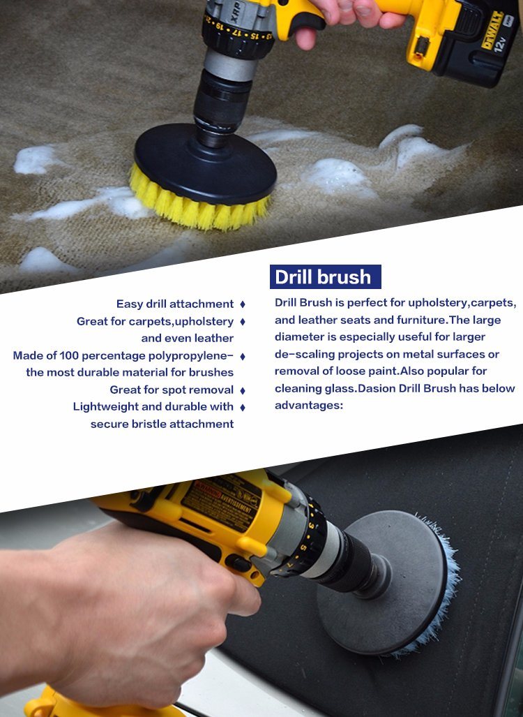 Heavy Duty Car Care Scrubbing and Cleaning Brushes Power Drill Attachment