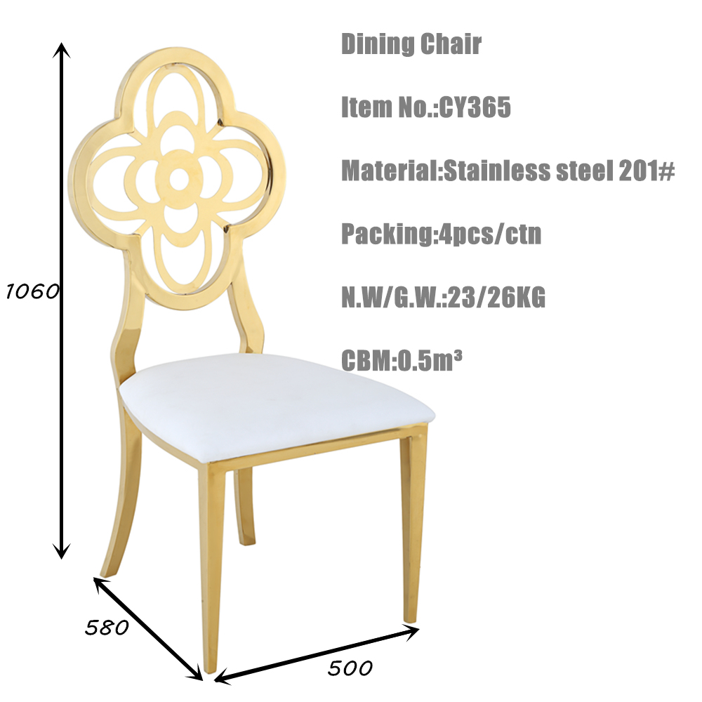 Modern Appearance and Hotel Furniture General Use Flower Back Stainless Steel Chair