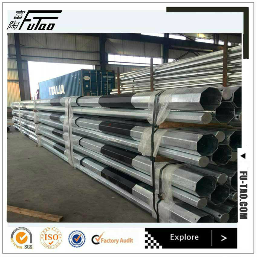 FT High Quality Hot DIP Galvanized Power Distribution Steel Pole