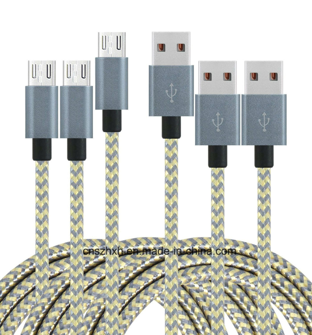 Nylon Woven Braided Micro USB Cable for Samsung Mobile Phone