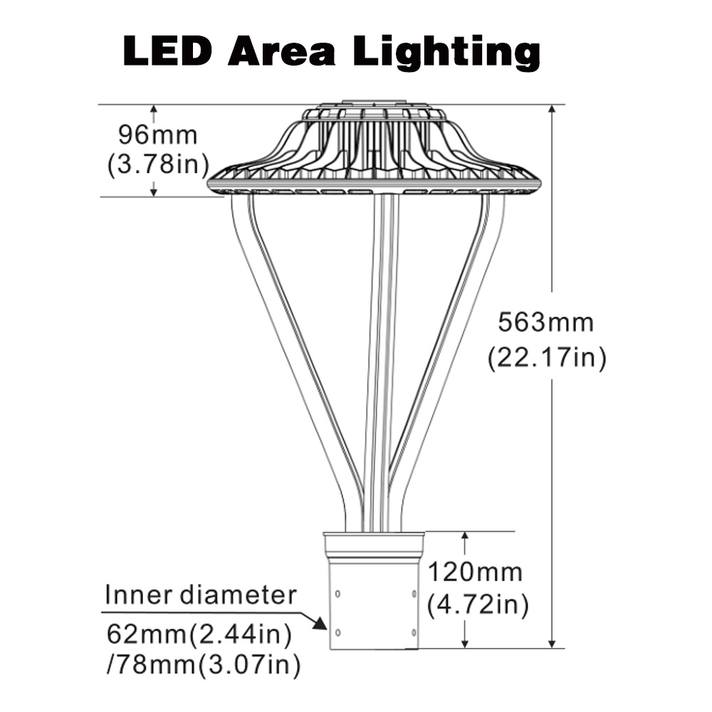 ETL Dlc cETL SAA Listed 150W LED Post Top Lamps with Day Light Sensor