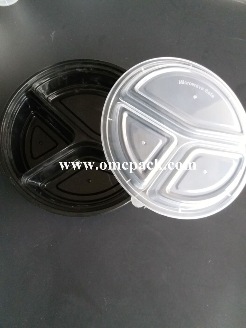 Packaging Box 9inch Round 3 Compartment Takeout Food Container