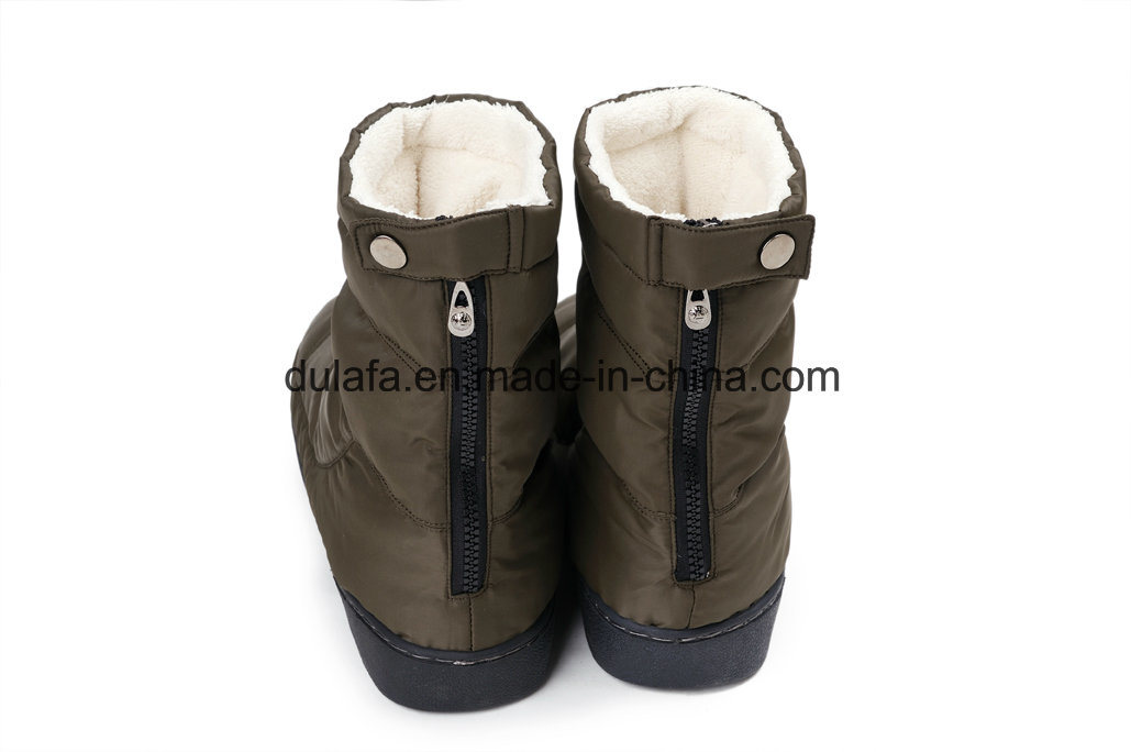 Down&Feather Stitching Man/Woman Flat Snow Warm Boot for House/Indoor