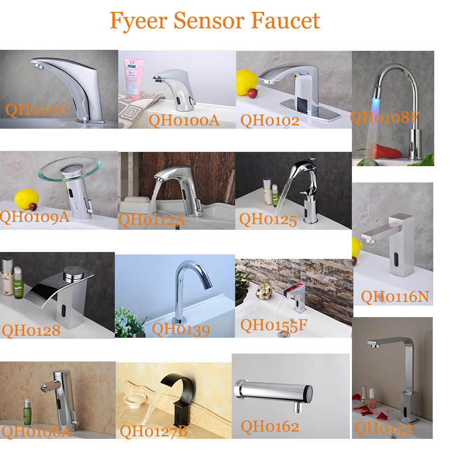 Fyeer Bathroom Waterfall Basin Tap Automatic Sensor Faucet with LED (QH0155F)