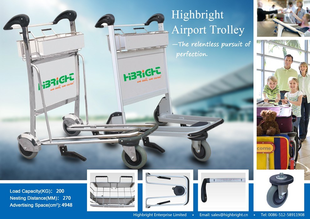 Airport Passenger Luggage Trolley with Hand Brake