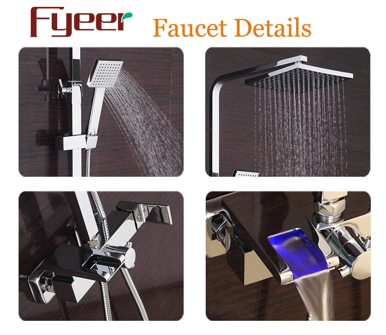 Fyeer 2016 New LED Waterfall Faucet Rainfall Bath and Shower Set