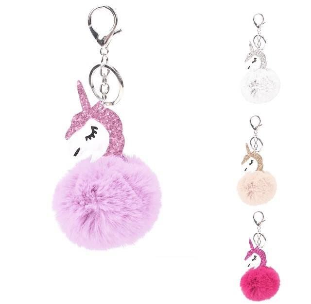 Heart Shape POM POM Fur Charm Key Ring