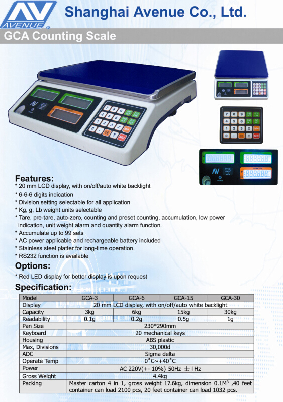 OIML Approved Electronic Weighing Scale Counting Scale (LCN)