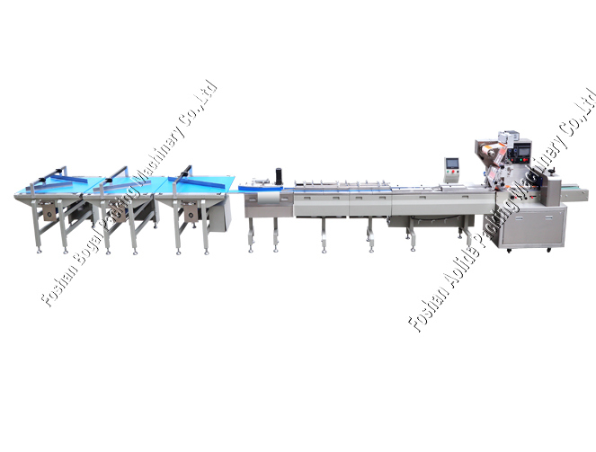 Full Automatic Film Bag Sealing and Wrapping Nitrogen Filling Big Pie Bread Flow Packing Machine Ald-450 600