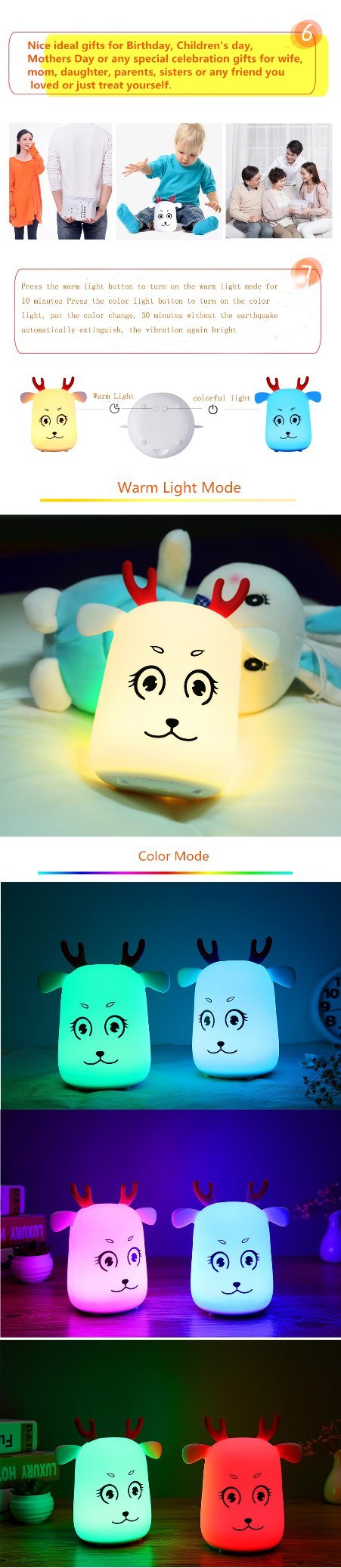 Silicone Kids Night Light Bedroom Light LED Colorful Light