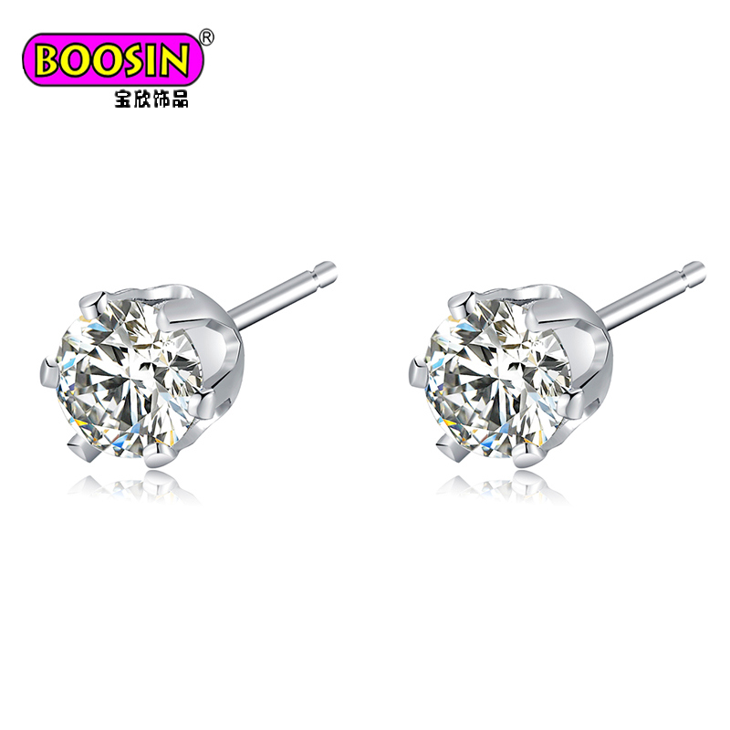 Fashion Jewelry Round 5mm CZ Diamond Stud Earrings for Women