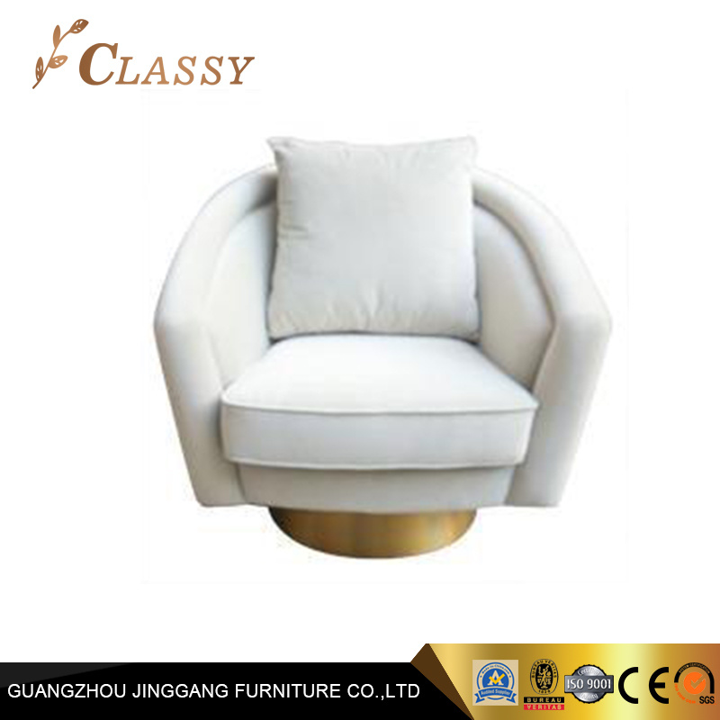 Modern Fabric Armchair with Golden Base for Hotel Lobby Furniture