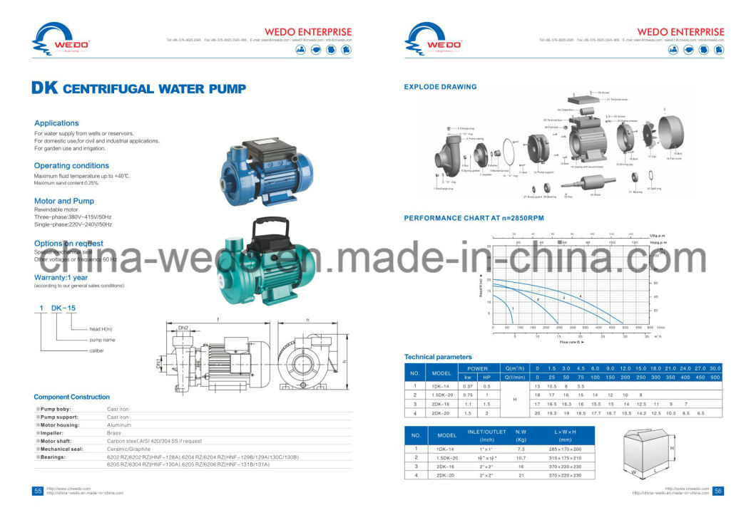 High Quality Electric Centrifugal Water Pump (1DK-20)