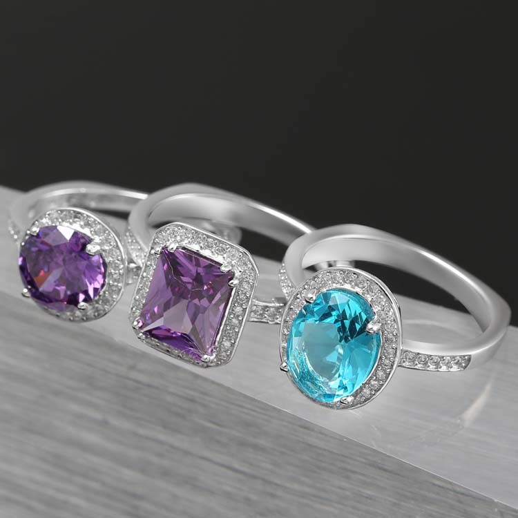 Fashion 925 Sterling Silver Rings Jewelry Custom Gemstone Engagement Rings