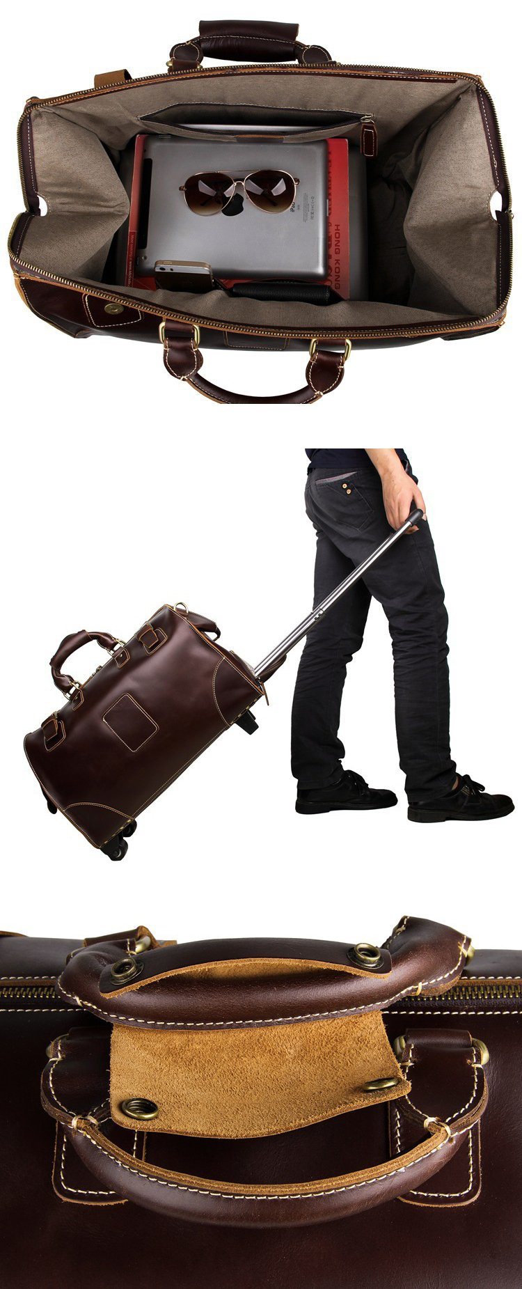 OEM Branded High Quality Vintage Leather Doctor Bag Trolley Bag