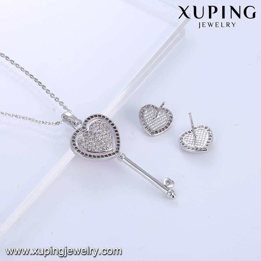 Set-46 Xuping Latest Designs Key Shape Crystals From Swarovski jewellery Set