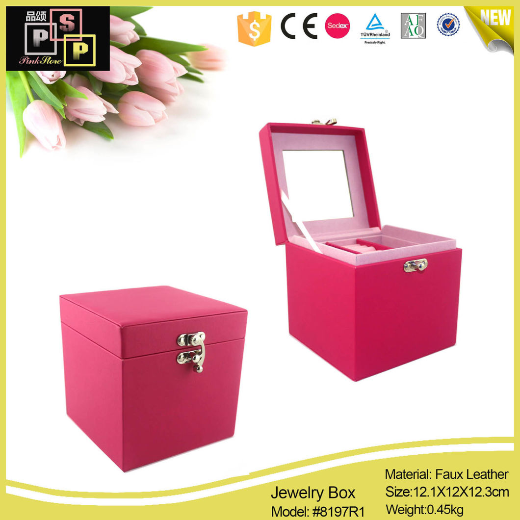 Red Fashion PU Leather Jewelry Packaging Storage Box (8197)