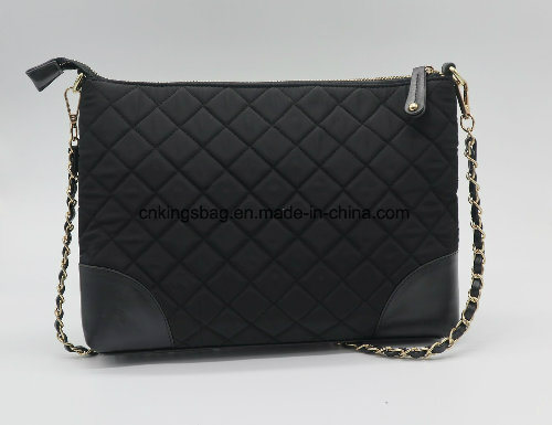 Polyester Quilted Fashion Multi Pockets Ladies Sling Bag Black Colour