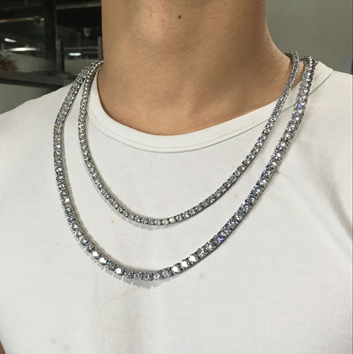 18K Gold One Row Diamond Tennis Chain Necklace Mjcn056