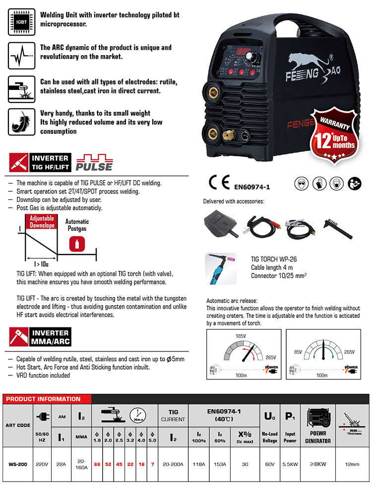 Professional IGBT 220V Hf/ Lift/MMA Inverter Pulse TIG Welding Machine