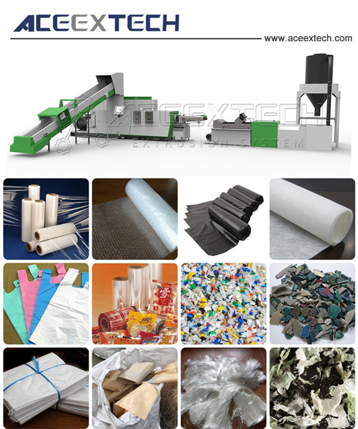 Plastic LDPE/PE/BOPP Film Granulating & PP Woven Bag Pelletizing & HDPE Regrind Recycling Pellet Machine