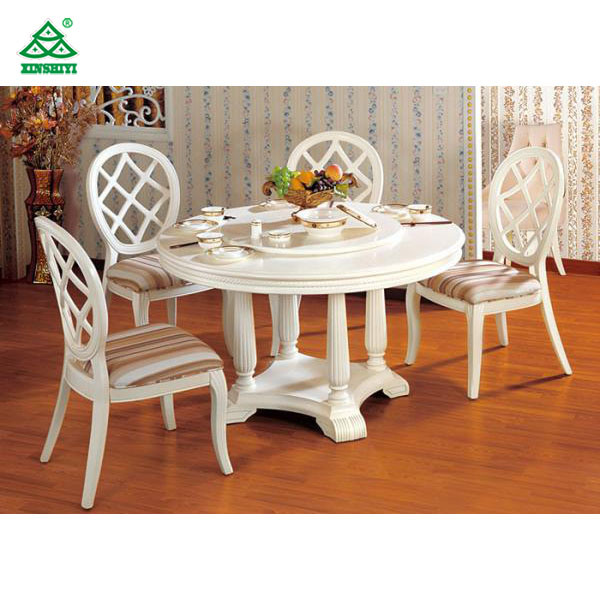 Hotel Elegant Wooden Luxury Dining Room Furniture White Round Dining Table
