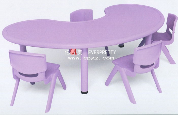 Kindergarten Furniture Kids U Shape Table with Plastic Chairs