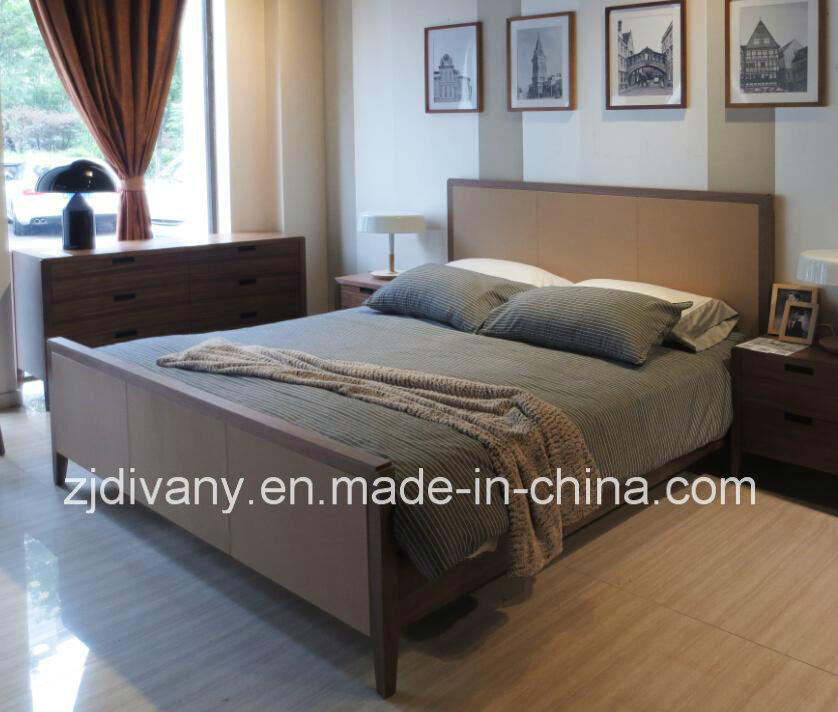 Italian Modern Wood Fabric Leather Bed Furniture