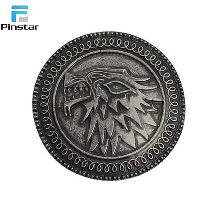 Souvenir Game of Thrones Stark Direwolf Shield Pin Lapel Metal Badges