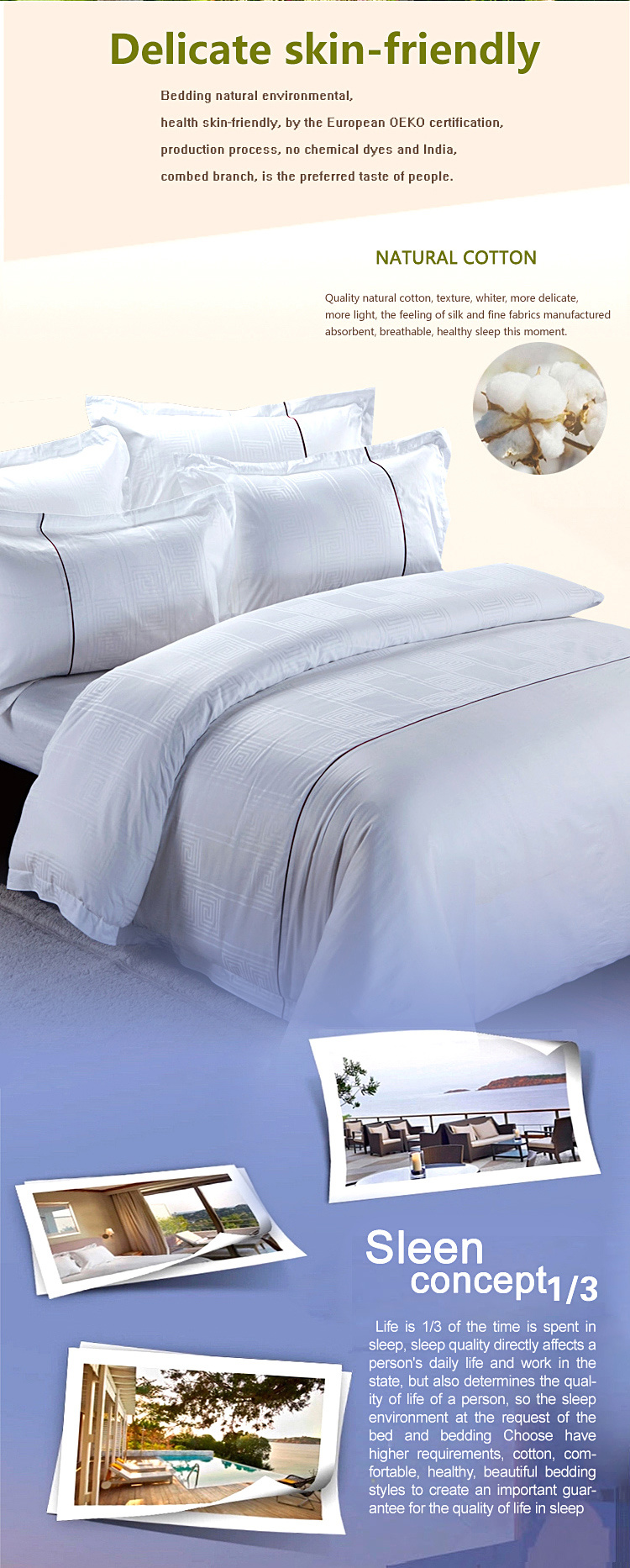 Luxury 100% Cotton White 300t Jacquard Hotel Bedding Set White Flat Bed Sheet Sets