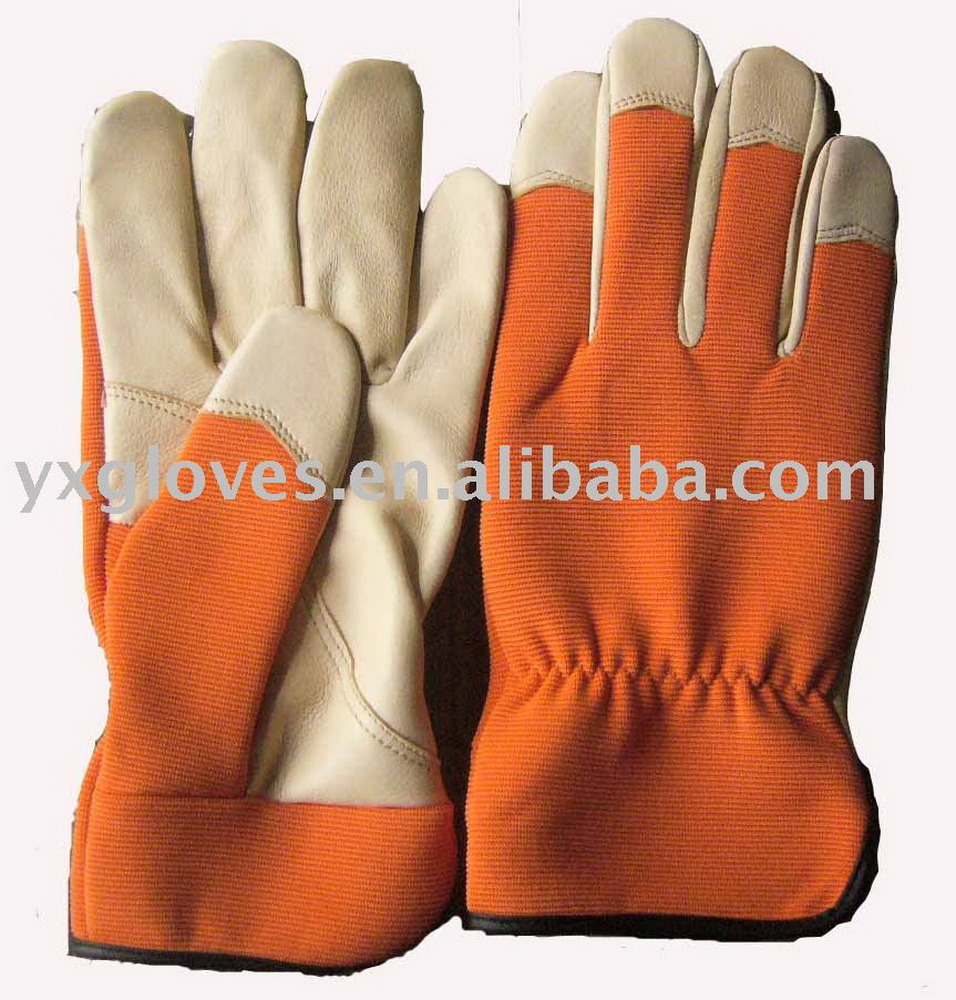 Orange Color Glove-Pig Leather Glove-Working Glove-Garden Glove