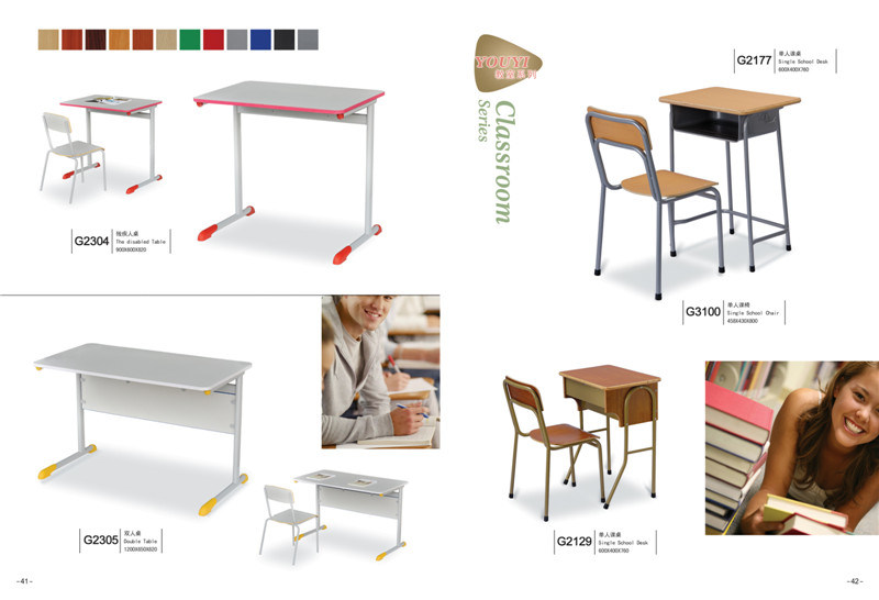 Wood and Steel Material Primary School Sets Classroom Desk and Chair Furniture