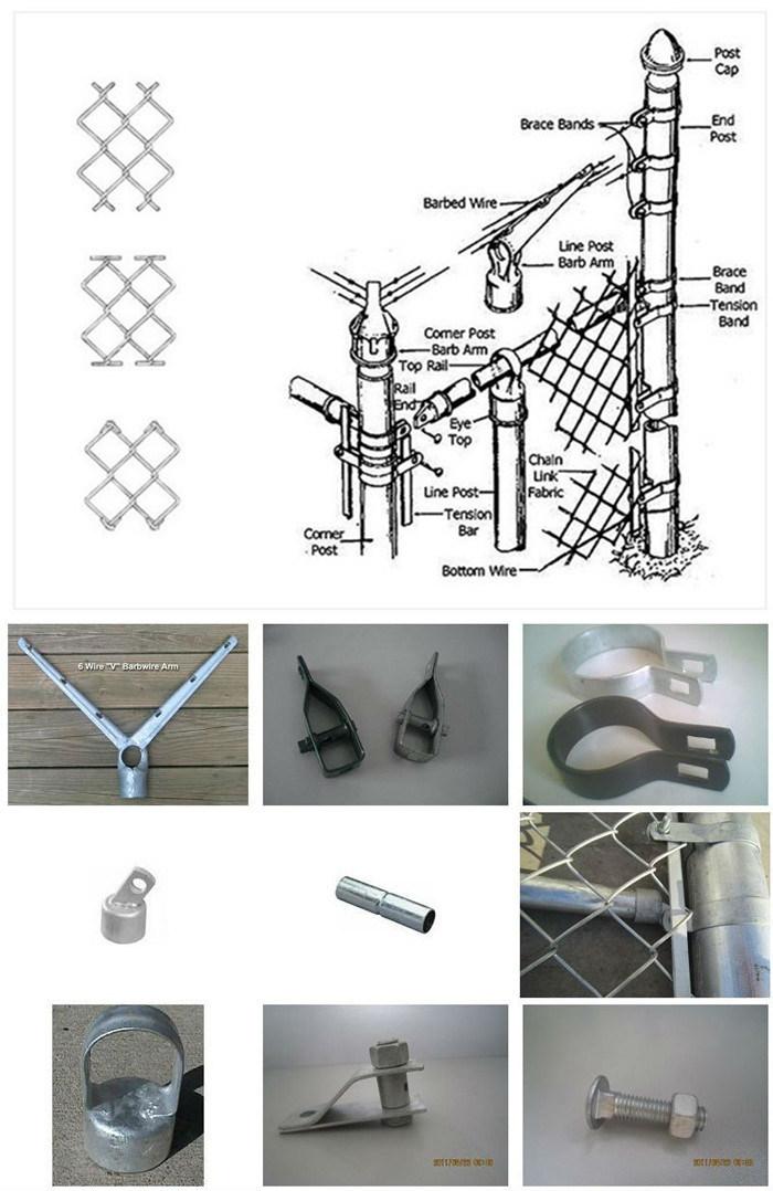 Hot-DIP Galvanized Iron Wire Mesh Chain Link Security Fence