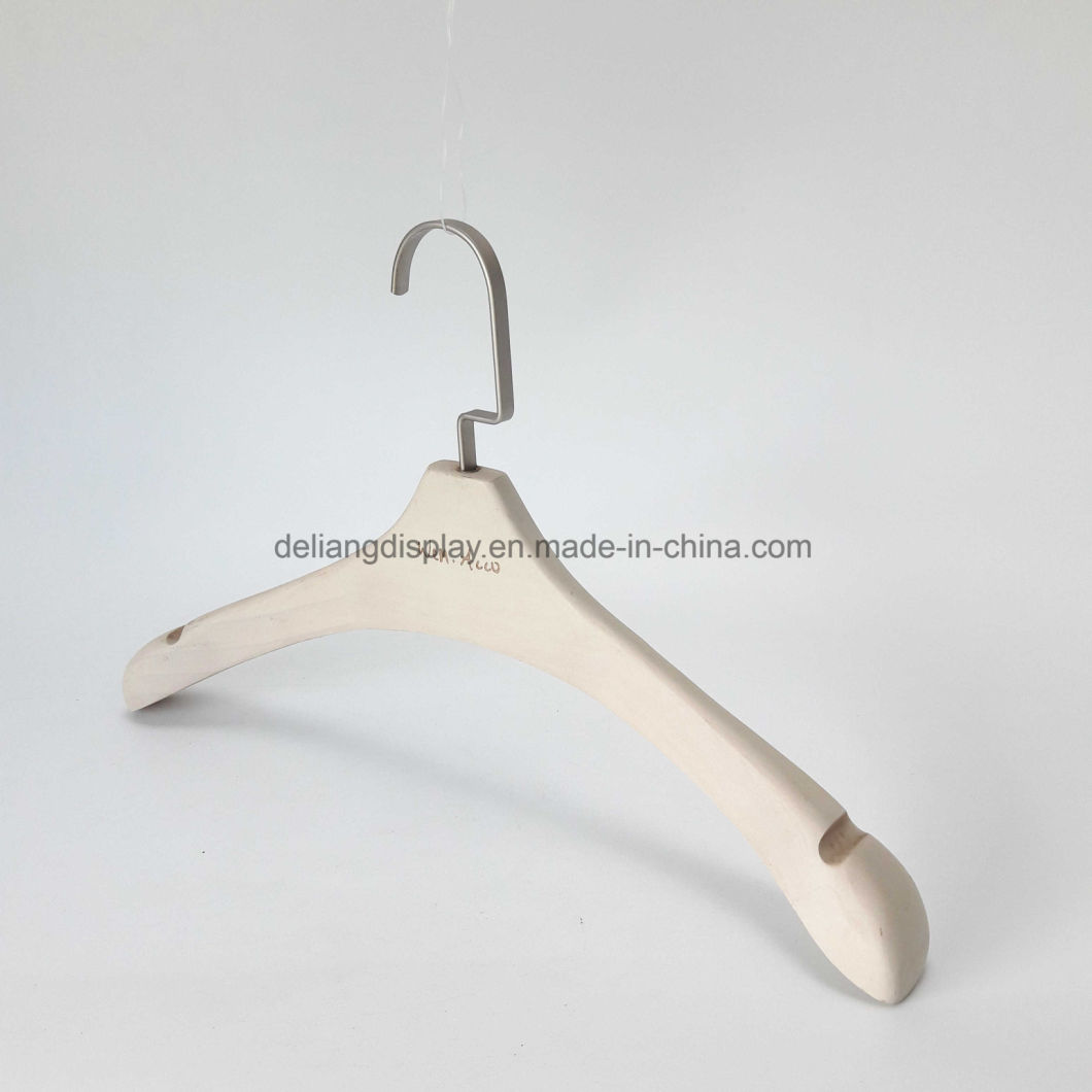 High Quality Wooden Hanger with Hand Brush White Color