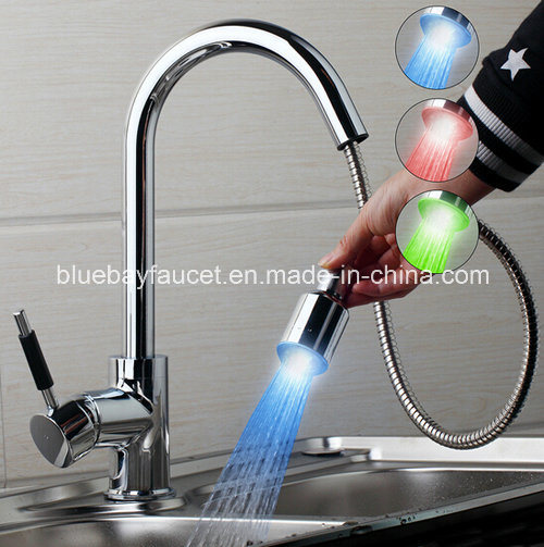 Pull-Down Spray Self-Power 3 Color LED Kitchen Sink Faucet