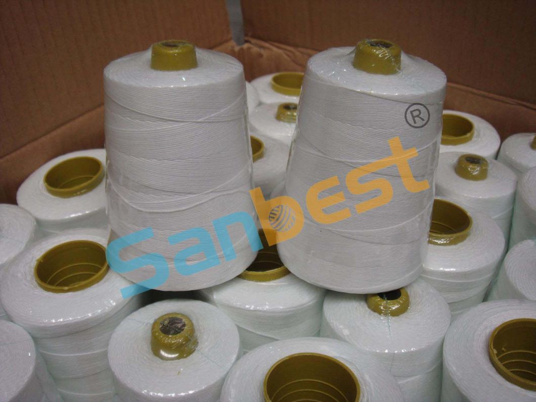 100% Spun Polyester Bag Closing Thread in Raw White