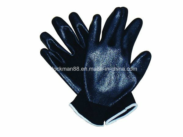 Competitive 100% Polyester Black Color Working Glove (SQ-054)