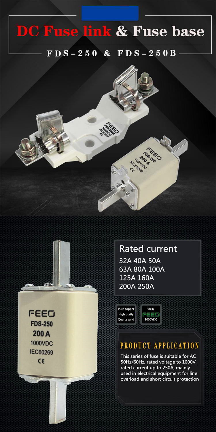 Ce Solar Power Application 400A 160A Fuse Holder Copper Fuse Base with High Quality