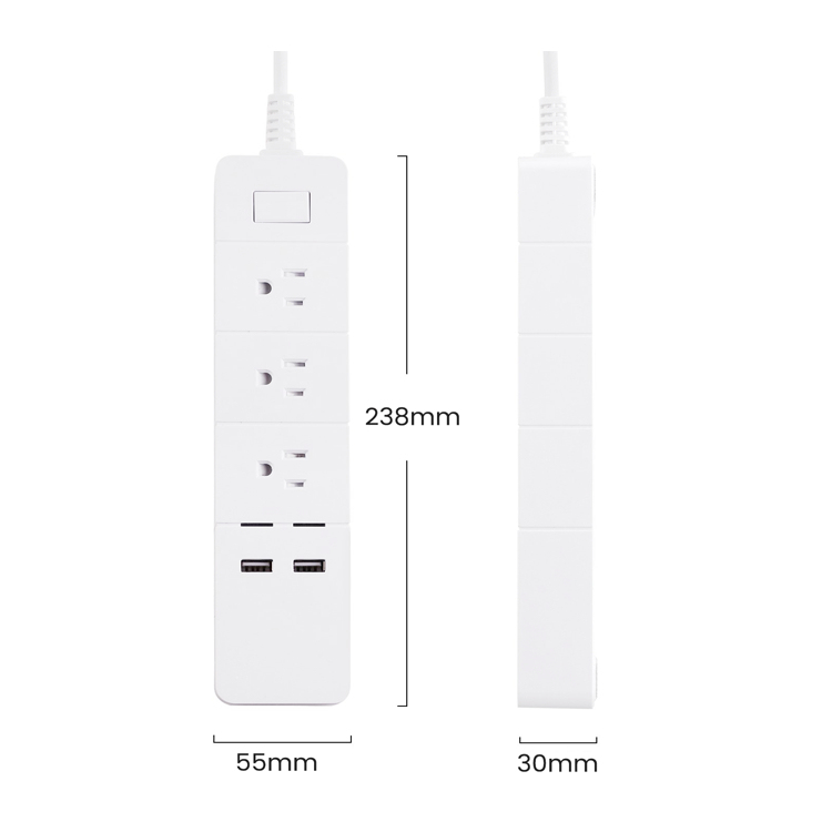 Smart Power Strip with 2 USB Port, WiFi Remote Control by APP, Timing Assistant, Extension Socket