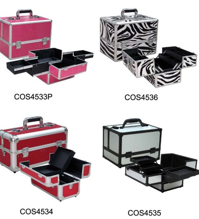 Professional Aluminum Four Tray Makeup Train Case