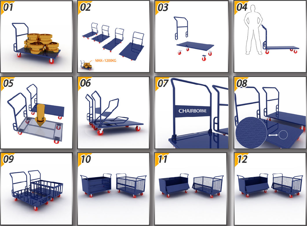 Foldable Mild Steel Q235 Platform Delivery Pushcart Hand Trolley