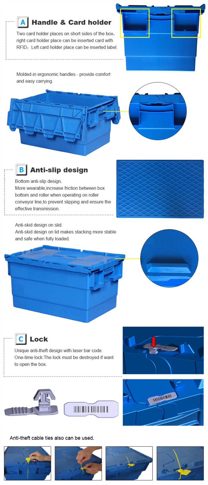 Heavy Duty Plastic Stackable Moving Crate for Sale