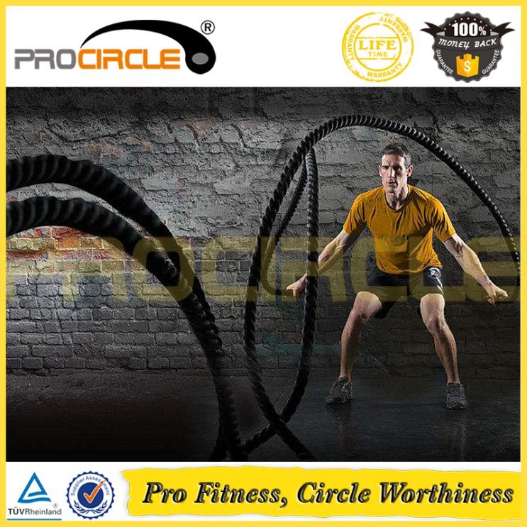 Procircle Battle Rope Exercise Powertraining Rope with Anchor Belt Strap Safety Carabiner Wall Bracket