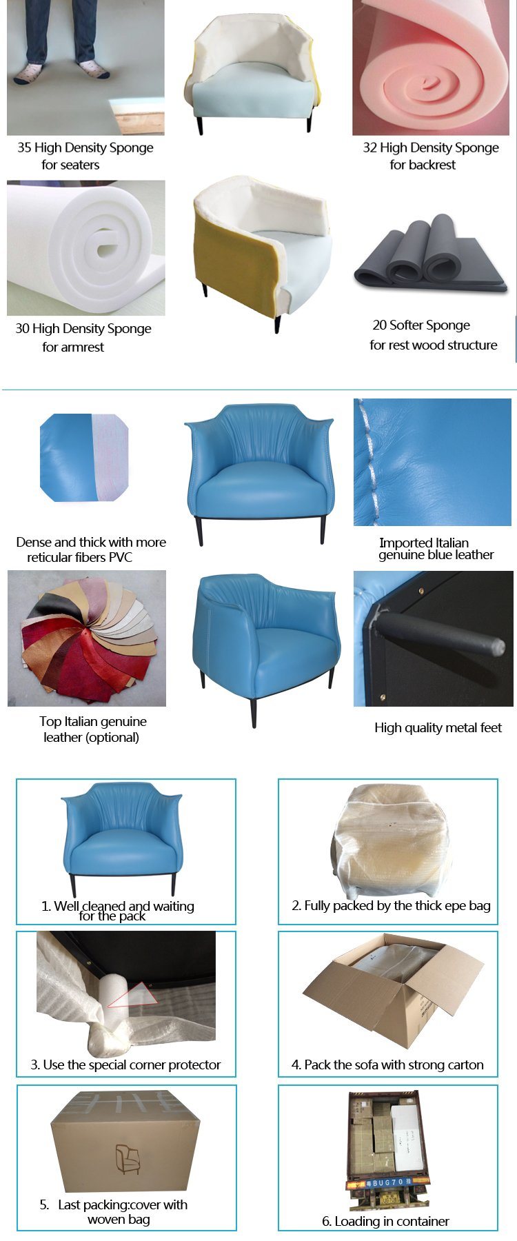 Designer Nordic Single Leather Sofa 1+2+3