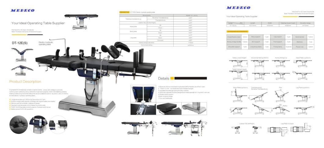 Dt-12e (S) Electric Hydraulic Operation Table