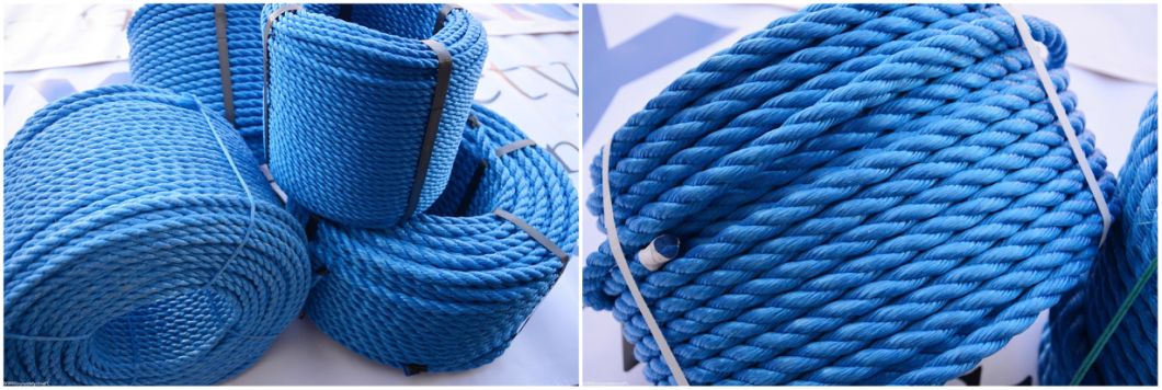 3 Strands Blue Twisted High Quality Towing Polypropylene Boat Ropes