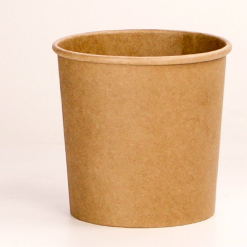 Disposable Kraft Paper Soup Box Barrel Paper Bowl Round with Lid Takeaway Food Packaging Box Kitchen Storage