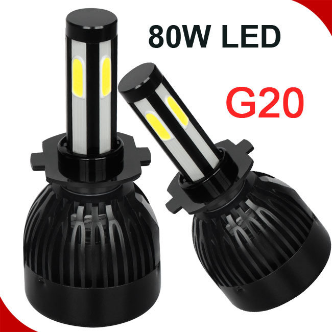 Popular Model in Puerto Rico G20 H7 LED Headlight with 4 Sides 80W 8000lm Can Bus LED