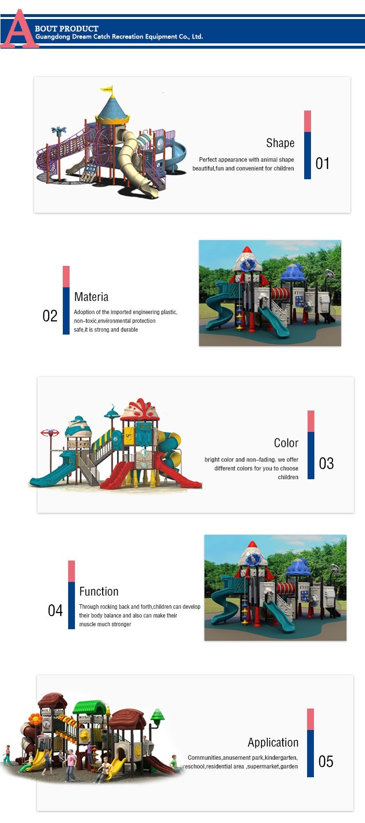 Kids Play Set Outdoor Playground Equipment Plastic Slides